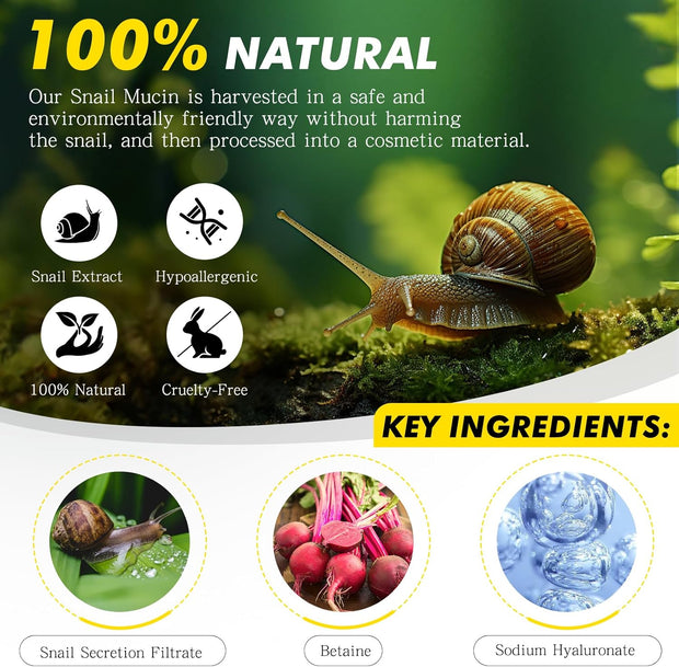 Snail Mucin Moisturizer - Snail Mucin Serum Cream, Face Moisturizer with Advanced Snail 92 Mucin Essence, Face Moisturizing Cream for Dry Skin, Day & Night Korean Skin Care Repair Cream