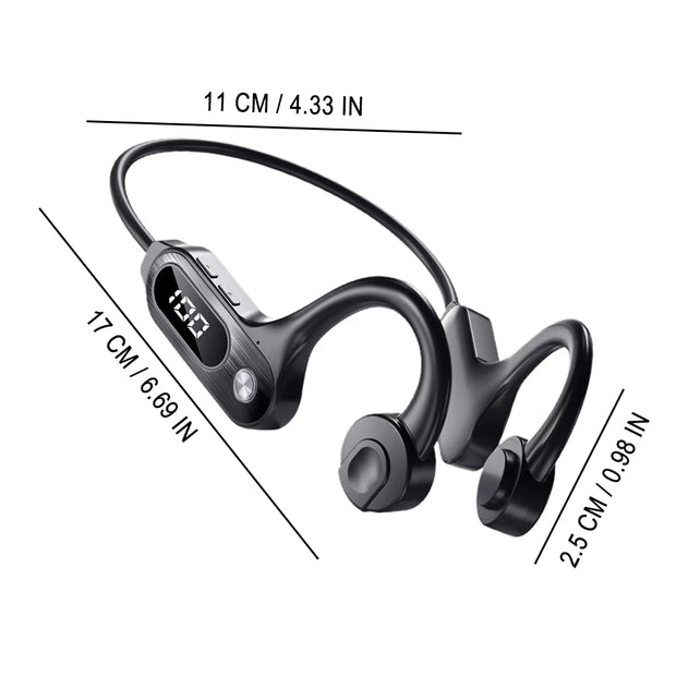 V30 Bone Conduction Wireless Earphone Bluetooth 5.3 Sports Headphone with LED Display Ear-Hanging Headset for Running Exercising
