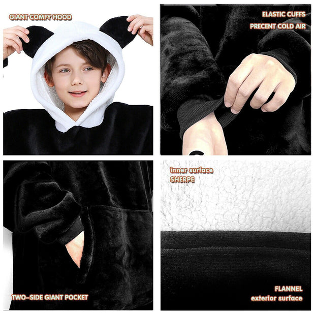 Hooded Snuggle Blanket Super Soft Oodie Winter Warm Wearable Hoodie Robe Comfort