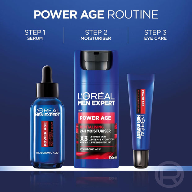 L'Oréal Men'S Serum, Hyaluronic Acid Serum for Ageing, Dry & Dull Skin, Men Expert Power Age, 30Ml