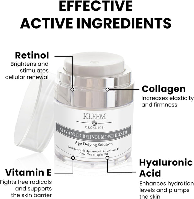 Retinol Face Cream with Hyaluronic Acid & Vitamin E – Anti-Wrinkle Firming Night Cream - Hydrating Night Moisturiser to Reduce Lines and Wrinkles. for Sensitive Skin, 50Ml