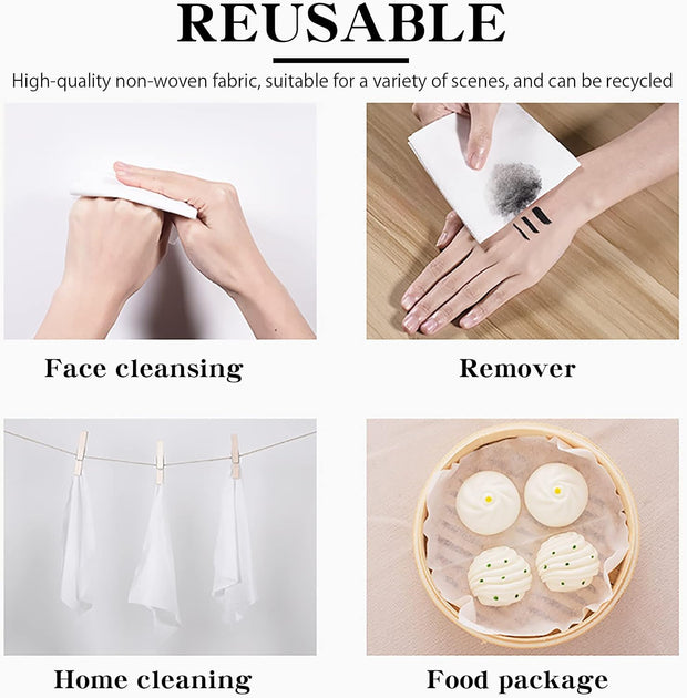 2Pack Disposable Towel Cotton Tissues Makeup Facial Pads for Removing Face Eye Makeup and Nail Polish Plain Weave