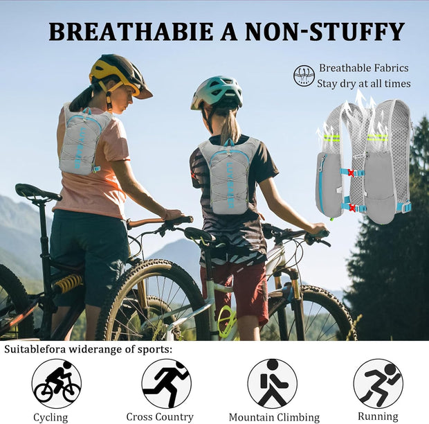 Running Vest,Running Hydration Vest,Breathable Ultra-Lightweight Running Backpack,With Reflective Strips,Micro-Splash Resistant,For Outdoor Cycling Running Climbing Marathon Camping,For Women and Men