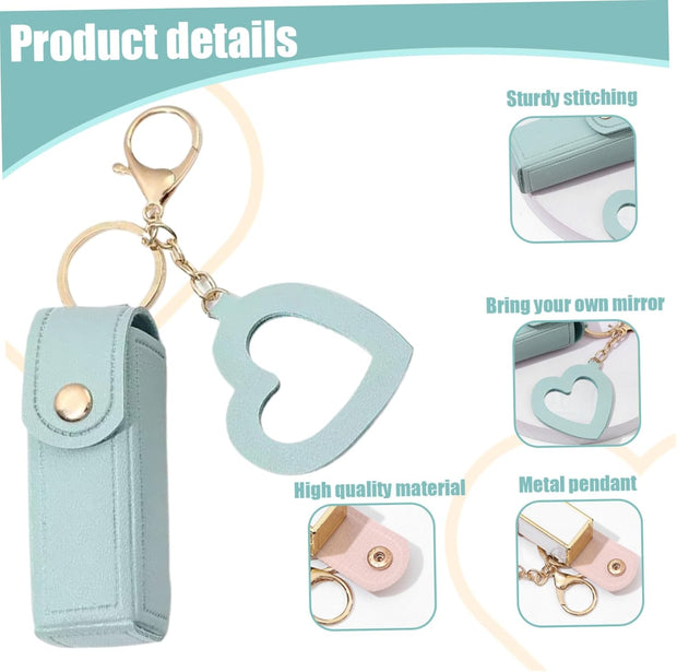 Lipstick Case 2PCS Lipstick Holder with Mirror Lip Balm Keyring Sleeves Small Lipstick Pouch Style2, Lipstick Holder