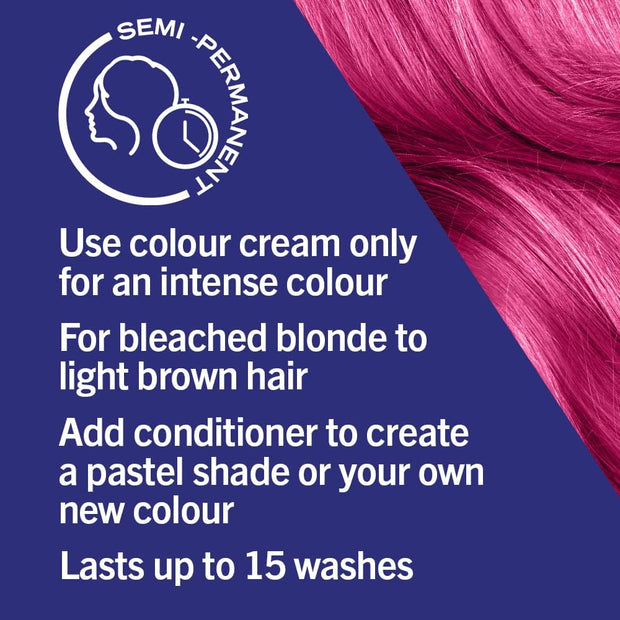 Schwarzkopf  Ultra Brights Shocking Pink Semi-Permanent Hair Dye 093, Pink Hair Dye for Bright or Pastel Hair Colour, Vibrant Colour Lasts up to 15 Washes