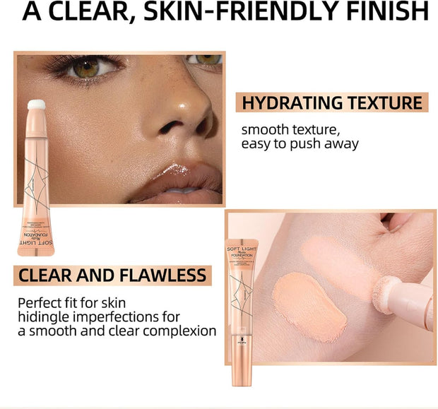 BB Cream Foundation, Full Coverage Matte Foundation, Waterproof Long Lasting Even Skin Tone Makeup, Anti-Redness Smoothing Foundation for Medium Skin Tone, Hide Pores and Acne Marks (15G)