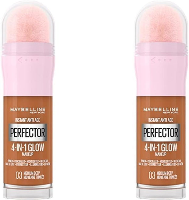 Maybelline New York Instant anti Age Rewind Perfector, 4-In-1 Glow Primer, Concealer, Highlighter, Self-Adjusting Shades, Evens Skin Tone with a Glow Finish, Shade:01 Light