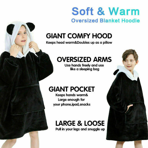 Hooded Snuggle Blanket Super Soft Oodie Winter Warm Wearable Hoodie Robe Comfort