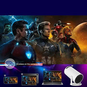 HY 300 Mini Projector,Support 4K 1080P Portable Projector with Dual Band WIFI6 5G Wireless 5.0 Bluetooth Android 11, 200 ANSI Lumens, 180° Rotatable, Projector for Bedroom