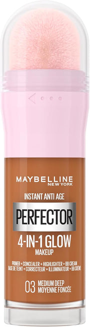 Maybelline New York Instant anti Age Rewind Perfector, 4-In-1 Glow Primer, Concealer, Highlighter, Self-Adjusting Shades, Evens Skin Tone with a Glow Finish, Shade:01 Light