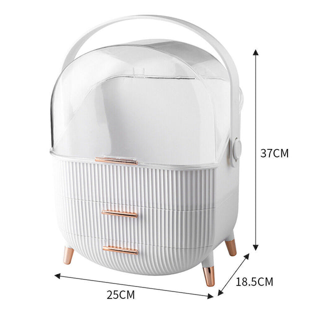 Xlarge Cosmetic Skincare Organiser Tabletop Make-Up Storage Case 2 Drawers Box