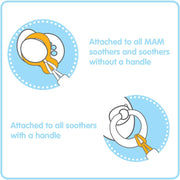 Soother Clips, 2 Count (Pack of 1), Baby Soother Chain Fits All  Soothers, Newborn Essentials, White with Blue Strap (Soothers Not Included)