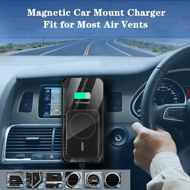 30W Magnetic Wireless Car Charger Phone Holder Stand Car Mount for Iphone 15 14 13 12 Pro Max Macsafe Fast Car Charging Station