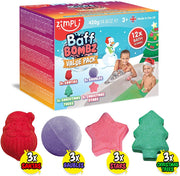 12 X Christmas Bath Bomb Gift Set from Zimpli Kids, Great Value Stocking Fillers for Children, Bath Fizzers, Xmas Presents for Boys & Girls, Organic, Moisturising, Vegan Friendly & Cruelty Free