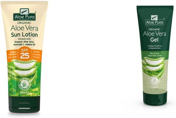 Aloe Pura, Organic Aloe Vera Sun Lotion SPF 50, Natural, Vegetarian, Cruelty Free, Paraben & SLS Free, Long-Lasting Shield, Maximum Protection, 200Ml