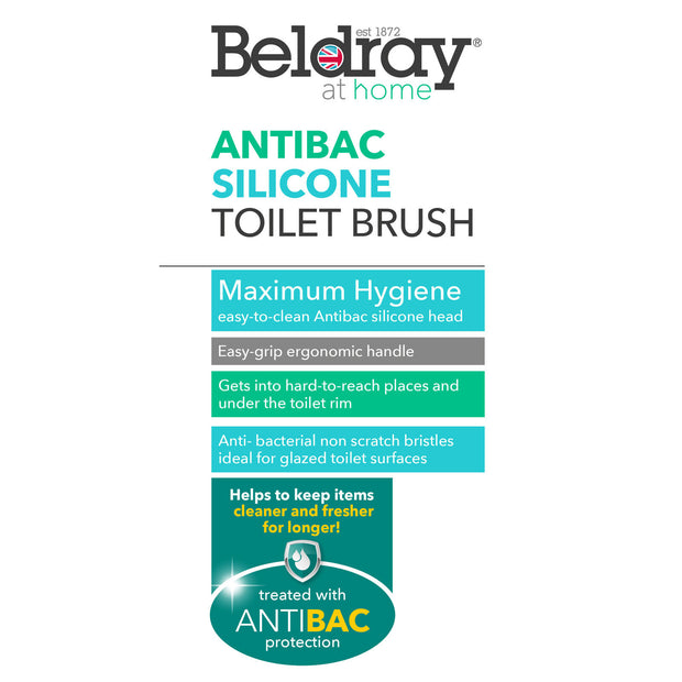 Beldray Toilet Brush & Holder Antibac Silicone Non-Scratch Bristles Easy Grip