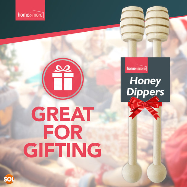 2Pk Wooden Honey Spoon 16Cm Syrup Pot Wood Dipper Drizzler Stick Server Kitchen