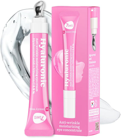 7Days Eye Cream with Hyaluronic Acid - Korean Skincare - Eye Cream for Dark Circles and Puffy Eyes - anti Aging Eye Bags Remover - anti Wrinkles Eye Gel with Cooling Massager