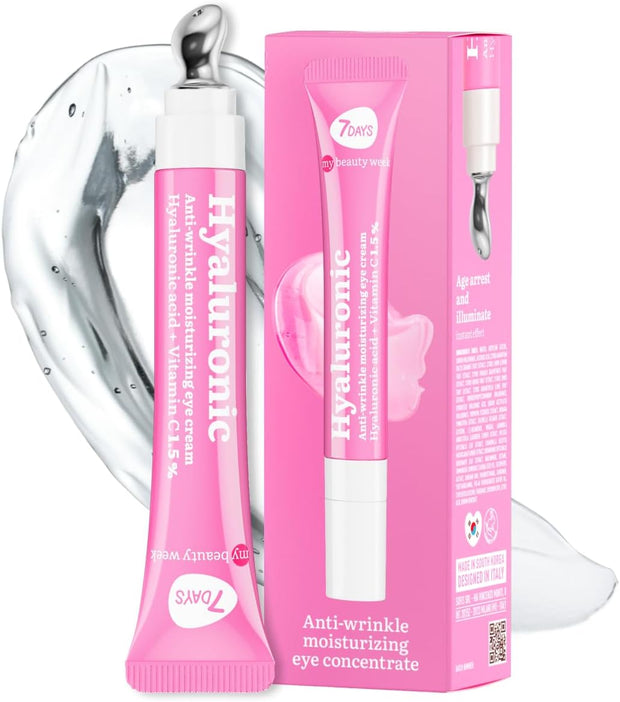 7Days Eye Cream with Hyaluronic Acid - Korean Skincare - Eye Cream for Dark Circles and Puffy Eyes - anti Aging Eye Bags Remover - anti Wrinkles Eye Gel with Cooling Massager