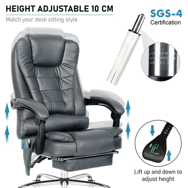 Massage Office Chair Gaming Computer Desk Swivel Recliner Chair Leather Footrest