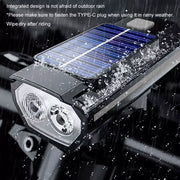 Solar Powered LED Bike Front USB Rechargeable Bicycle Light Lamp with Horn