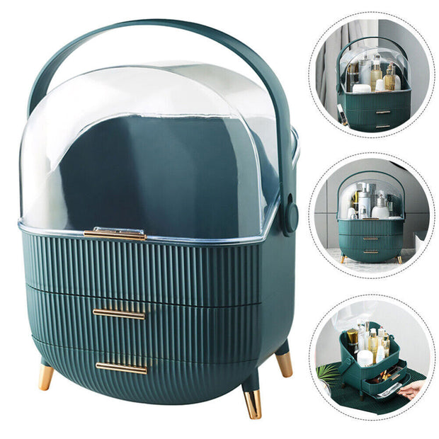 Xlarge Cosmetic Skincare Organiser Tabletop Make-Up Storage Case 2 Drawers Box