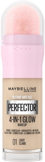 Maybelline New York Instant anti Age Rewind Perfector, 4-In-1 Glow Primer, Concealer, Highlighter, Self-Adjusting Shades, Evens Skin Tone with a Glow Finish, Shade:01 Light