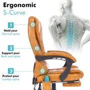 Massage Office Chair Gaming Computer Desk Swivel Recliner Chair Leather Footrest