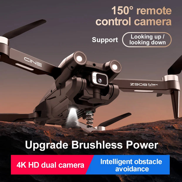 MINI Z908Pro Max Drone 4K ESC Professional WIFI FPV Dron Obstacle Avoidance Brushless Four-Axis Folding RC Quadcopter Toys