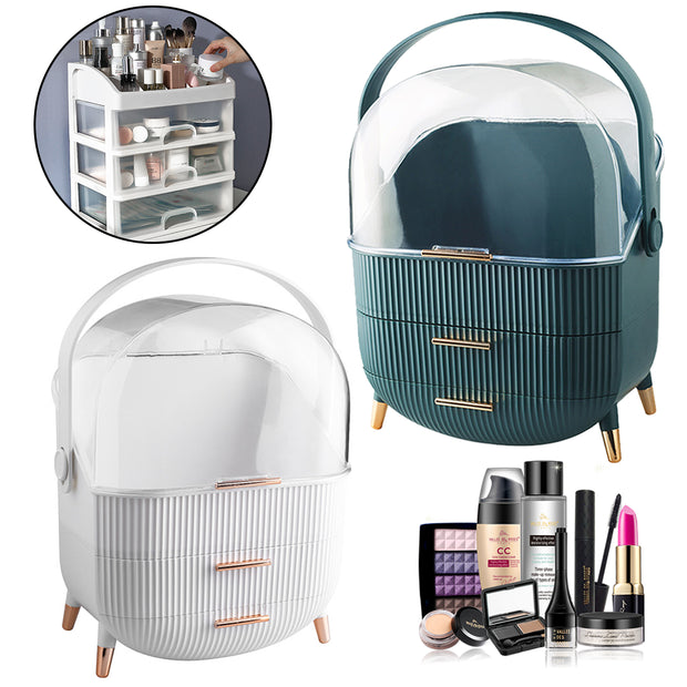 Xlarge Cosmetic Skincare Organiser Tabletop Make-Up Storage Case 2 Drawers Box