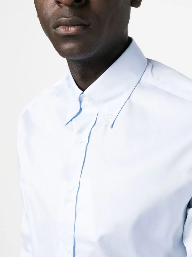 Brunello Cucinelli Men's Blue Cotton Sport Shirt | Casual Luxury Button-Up