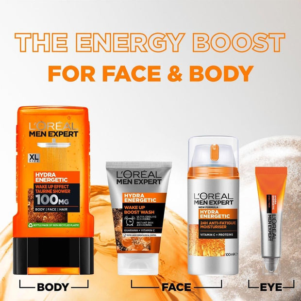 L'Oreal Men Expert Anti-Fatigue Moisturiser, Hydra Energetic Men'S Moisturiser with Vitamin C*, Helps Fight of Appearance of Dark Circles and Intensively Hydrates Skin, [100Ml]