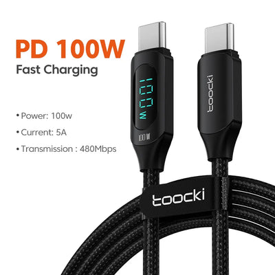 Type C to Type C Cable 100W PD Fast Charging Charger USB C to USB C Display Cable for Xiaomi POCO F3 Realme Macbook Ipad