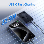 Mag-Safe Wireless Power Bank for Iphone, Fast Charging 10000Mah Strong Magnetic Portable Phone Charger, [Alloy Made] 22.5W PD USB-C Battery Pack for Iphone 16/15/14/13/12 (Black)