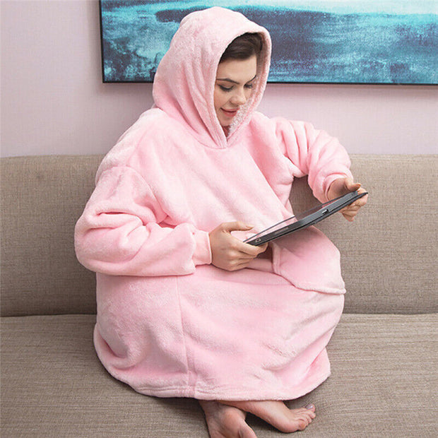 Hooded Snuggle Blanket Super Soft Oodie Winter Warm Wearable Hoodie Robe Comfort
