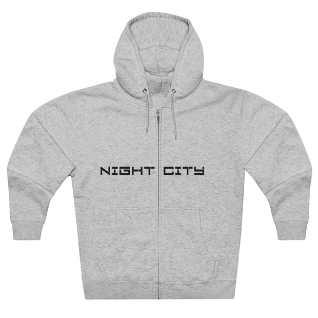 Cyberpunk style city skyline zip hoodie