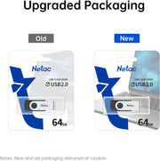 Netac 64GB USB 2.0 Flash Drive, Swivel Design Memory Sticks, Pen Drive, Usb Sticks for Data Storage, Zip Drive and Jump Drive with LED Light