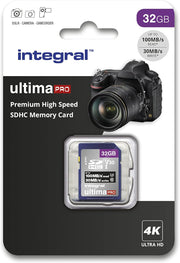 Integral 32GB SD Card 4K Ultra-Hd Video Premium High Speed Memory Card SDXC up to 100Mb/S SDXC V30 UHS-I U3 Class 10 SD Memory Card, Black