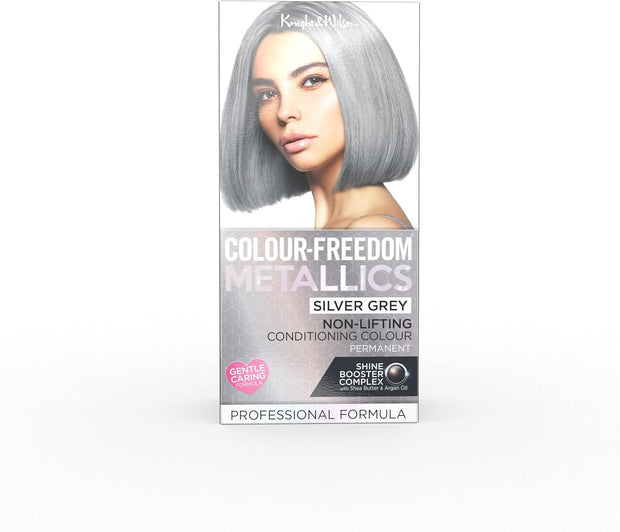 Colour Freedom Metallic Permanent Silver Violet Conditioning Hair Dye. Infused with Shea Butter and Argan Oil for Ultra Glossy Conditioned Hair. 100% Grey Coverage. by Knight & Wilson.