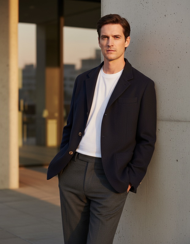 Luxury Men's Navy Cashmere City Jacket