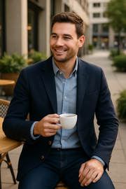 Luxury Men's Navy Blazer | Wool & Silk Blend Sport Coat for Men