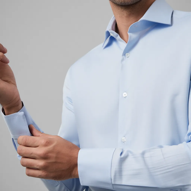 Brunello Cucinelli Men's Light Blue Poplin Shirt | Long Sleeve | Luxury