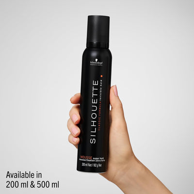 Silhouette Super Hold Hair Mousse for Hair Styling without Overburdening Strong Invisible Long Lasting Hold Quick Drying Non Sticky Super Shine 200 Ml