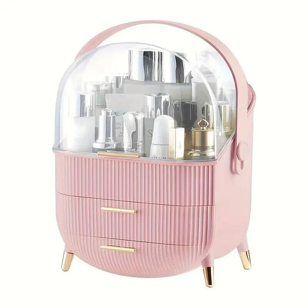 Xlarge Cosmetic Skincare Organiser Tabletop Make-Up Storage Case 2 Drawers Box