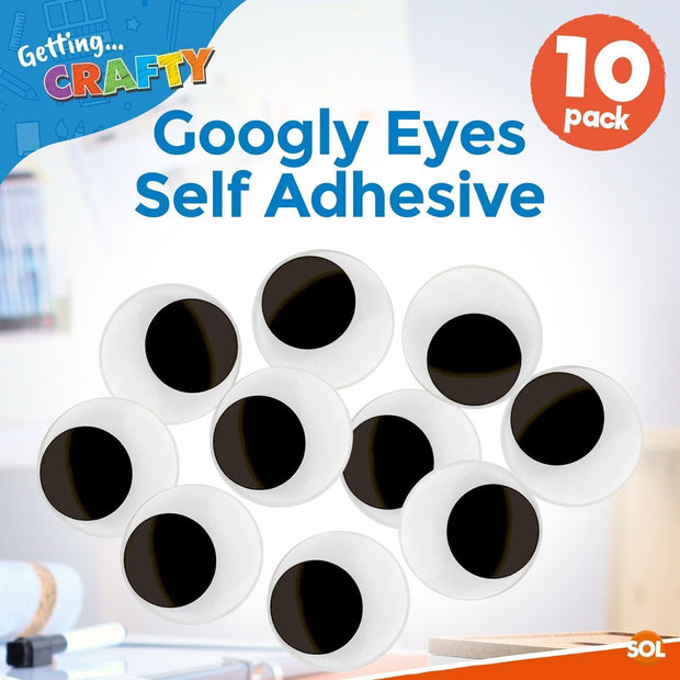 10-50 Large Self Adhesive Googly Eyes 40Mm Stick on Sticky Wobbly Wiggly Craft