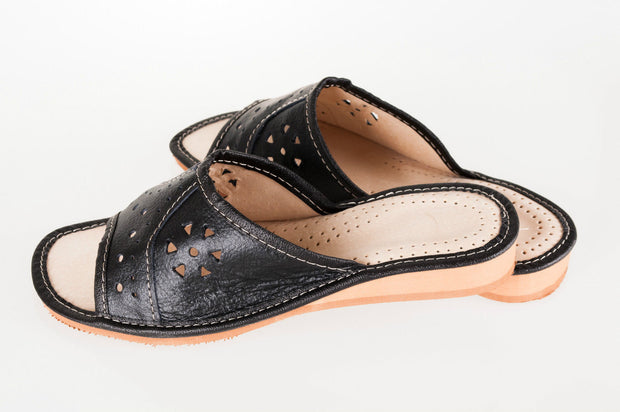 Lady'S Women Flip Flop Leather Slippers Orthopedic Insole Shoes Sandals Black