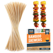 100 Bamboo Skewers 30Cm 12" BBQ Kebab Fruit Chocolate Fondue Grill Wooden Sticks