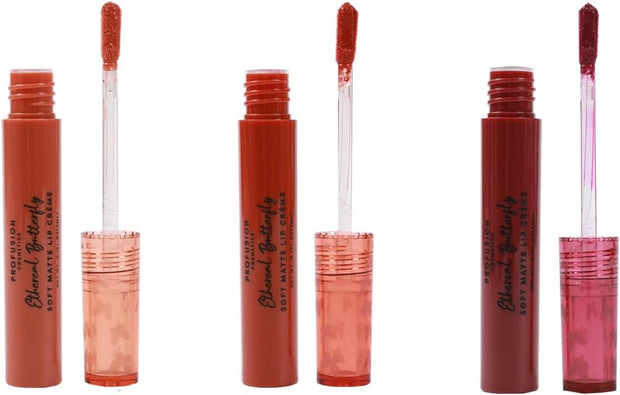 Empowered Butterfly Soft Matte Lip Creme Set Is a Versatile Beauty Essential Trio of Soft Matte Lip Cremes for Any Occasion, Providing Day to Night Elegance