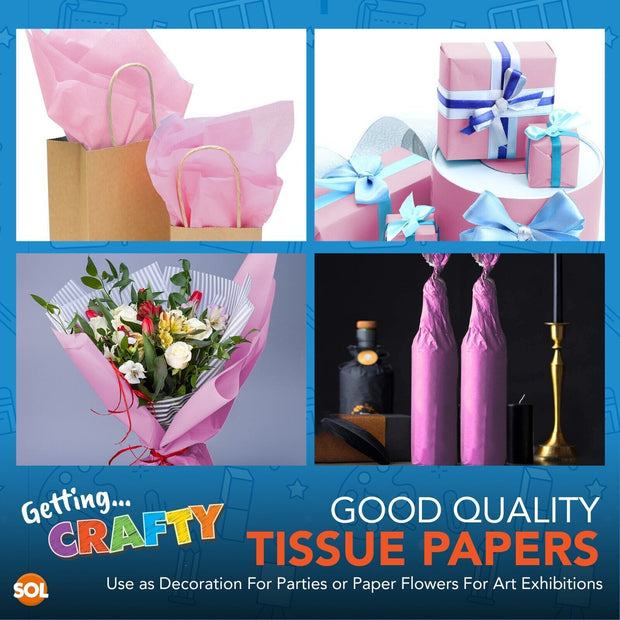 20-500 Coloured Tissue Paper Sheets Assorted Large Quality Gift Wrapping 50X66Cm