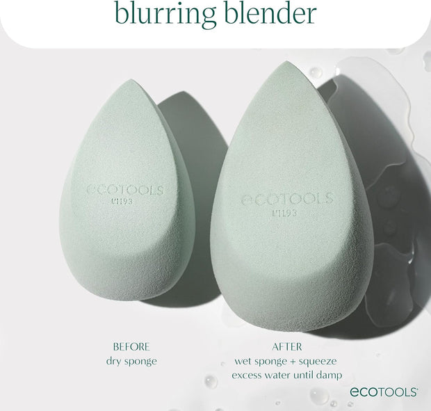 Blend + Blur Makeup Brush and Sponge Duo, Makeup Blending Sponge & Foundation Brush, for Liquid & Cream Products, Cloud Skin, Eco Friendly, Latex-Free, Cruelty Free, & Vegan, 2 Count